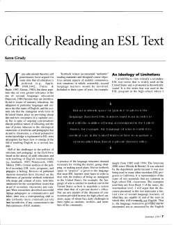 Critically Reading an ESL Text