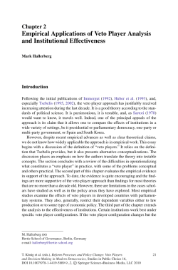 Empirical Applications of Veto Player Analysis and Institutional