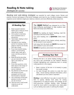 Reading and Note-taking Strategies for Success