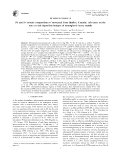 Pb and Sr isotopic compositions of snowpack from Qu&eacute;bec, Canada