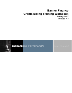 Banner Finance Grants Billing Training Workbook