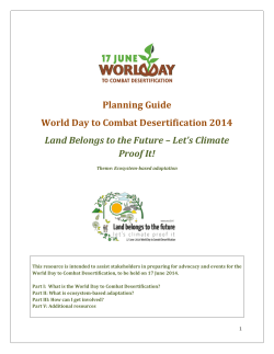 Planning Guide World Day to Combat Desertification 2014 Land