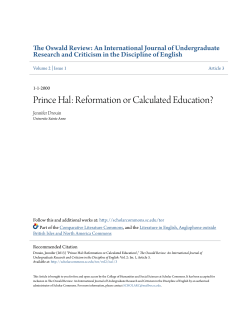 Prince Hal: Reformation or Calculated Education?