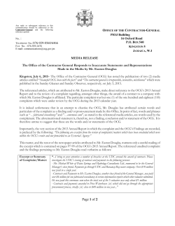 The Office of the Contractor General Responds to Inaccurate