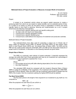 Methods/Criteria of Project Evaluation or Measures of project Worth