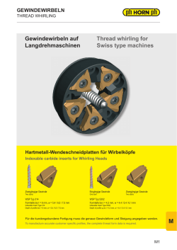 Gewindewirbeln auf Langdrehmaschinen Thread whirling for Swiss