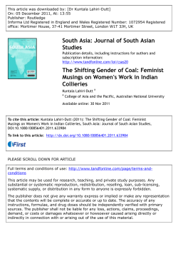 The Shifting Gender of Coal: Feminist Musings on Women`s Work in