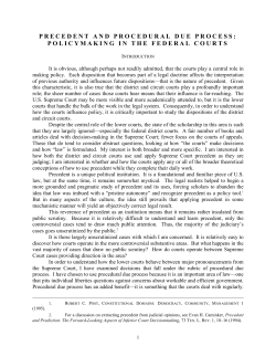 Precedent and Procedural Due Process: Policymaking in the