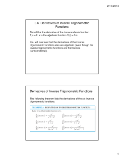 3.6 Derivatives of Inverse Trigonometric Functions