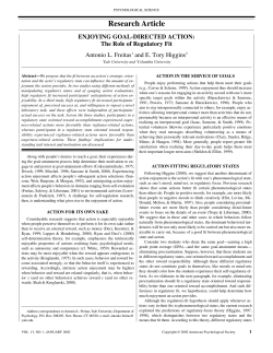 ENJOYING GOAL-DIRECTED ACTION: The Role of Regulatory Fit