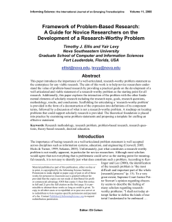 Framework of Problem-Based Research
