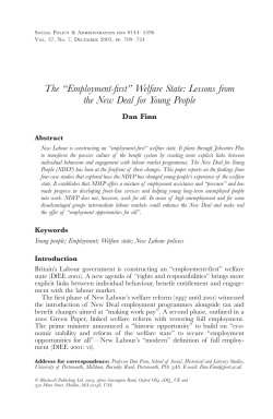 The “Employment-first” Welfare State: Lessons from the New Deal