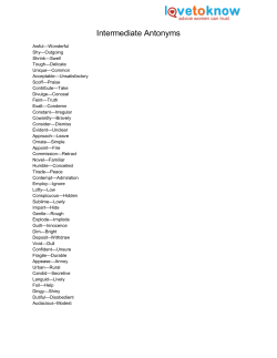 Intermediate Antonyms Printable