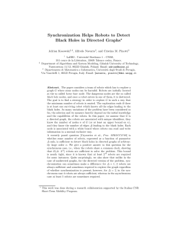 Synchronization Helps Robots to Detect Black Holes in