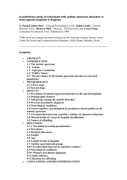 A preliminary study of individuals with autistic spectrum disorders in