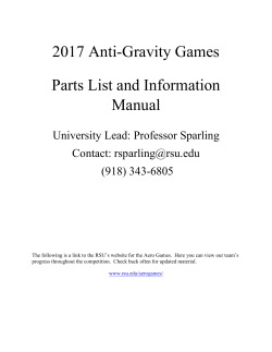 2017 Anti-Gravity Games Parts List and Information Manual
