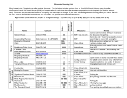 Alternate Housing List Many hotels in the Cleveland area offer