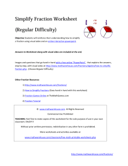 Simplify Fraction Worksheet