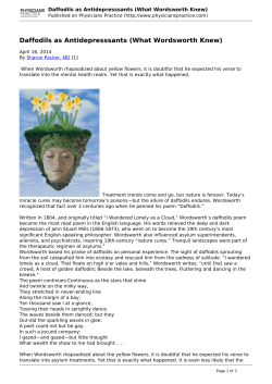 Daffodils as Antidepresssants (What Wordsworth Knew)