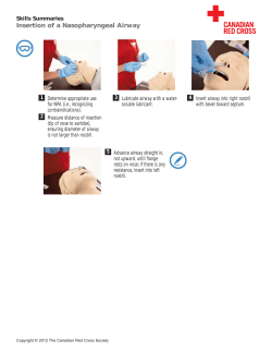 Skills Summaries - Insertion of a Nasopharyngeal Airway