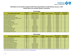 Affordable Care Act (ACA)-compliant Health Plans Quick Reference