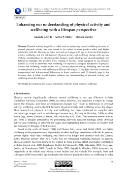Enhancing our understanding of physical activity and wellbeing with