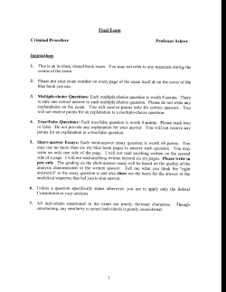 Final Exam Criminal Procedure Professor Scherr