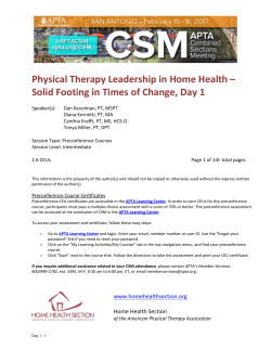 Physical Therapy Leadership in Home Health – Solid Footing in