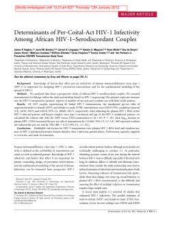 Determinants of Per-Coital-Act HIV-1 Infectivity - Futura