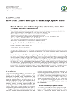 Short-Term Lifestyle Strategies for Sustaining Cognitive Status