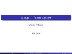 Lecture 7: Factor Content