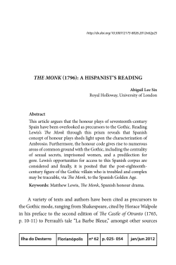 The Monk (1796): A HISPANIST`S READINg