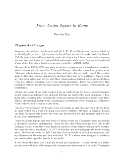 From Union Square to Rome - Catholic Worker Movement