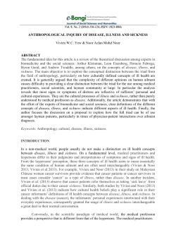 ANTHROPOLOGICAL INQUIRY OF DISEASE, ILLNESS AND
