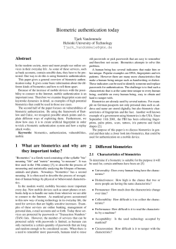 Biometric authentication today