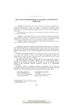 The Class of Prepositions in English. A Contrastive