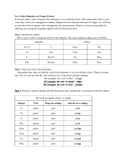 Les Verbes R&eacute;guliers au Temps Pr&eacute;sent In French