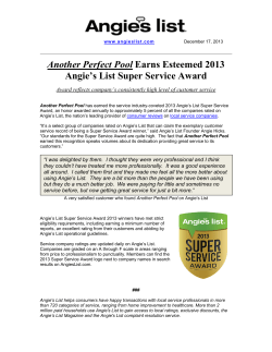 Another Perfect Pool Earns Esteemed 2013 Angie`s List Super