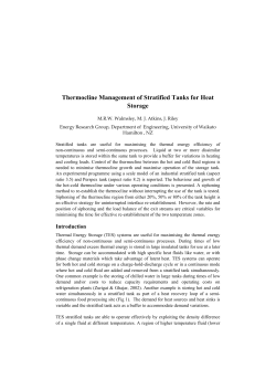 Thermocline Management of Stratified Tanks for Heat Storage