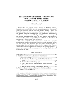 determining diversity jurisdiction of national banks after wachovia