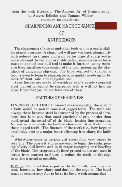 SHARPENING AND MAINTENANCE OF