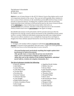 The Reformer`s Roundtable APUSH 2016 Mr. Buttell