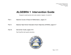 Algebra I Intervention Document July 2010