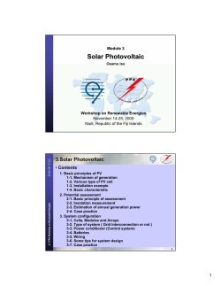 Solar PV: Basic Principles