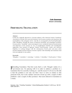 friendling translation - Critical Multilingualism Studies