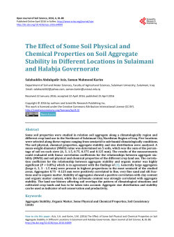 The Effect of Some Soil Physical and Chemical Properties on Soil