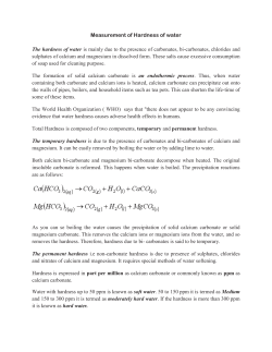 Measurement of Hardness of water The hardness of water is mainly