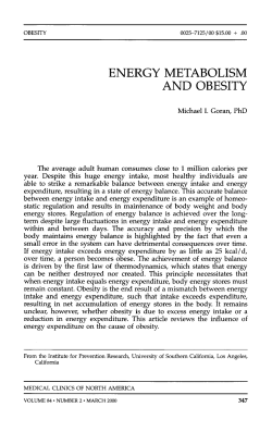 ENERGY METABOLISM AND OBESITY