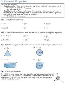 Evaluate vs. Simplify: * Evaluate means follow math rules for a