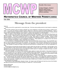 Fall 2006 - Mathematics Council of Western Pennsylvania